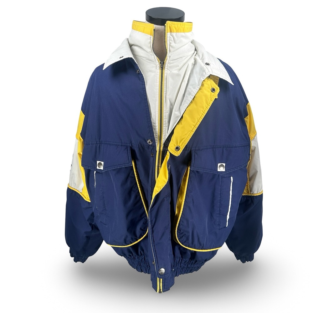 Vintage Nutmeg Notre Dame Fighting Irish Bomber Jacket Mens XL‎ Blue Gold Campri